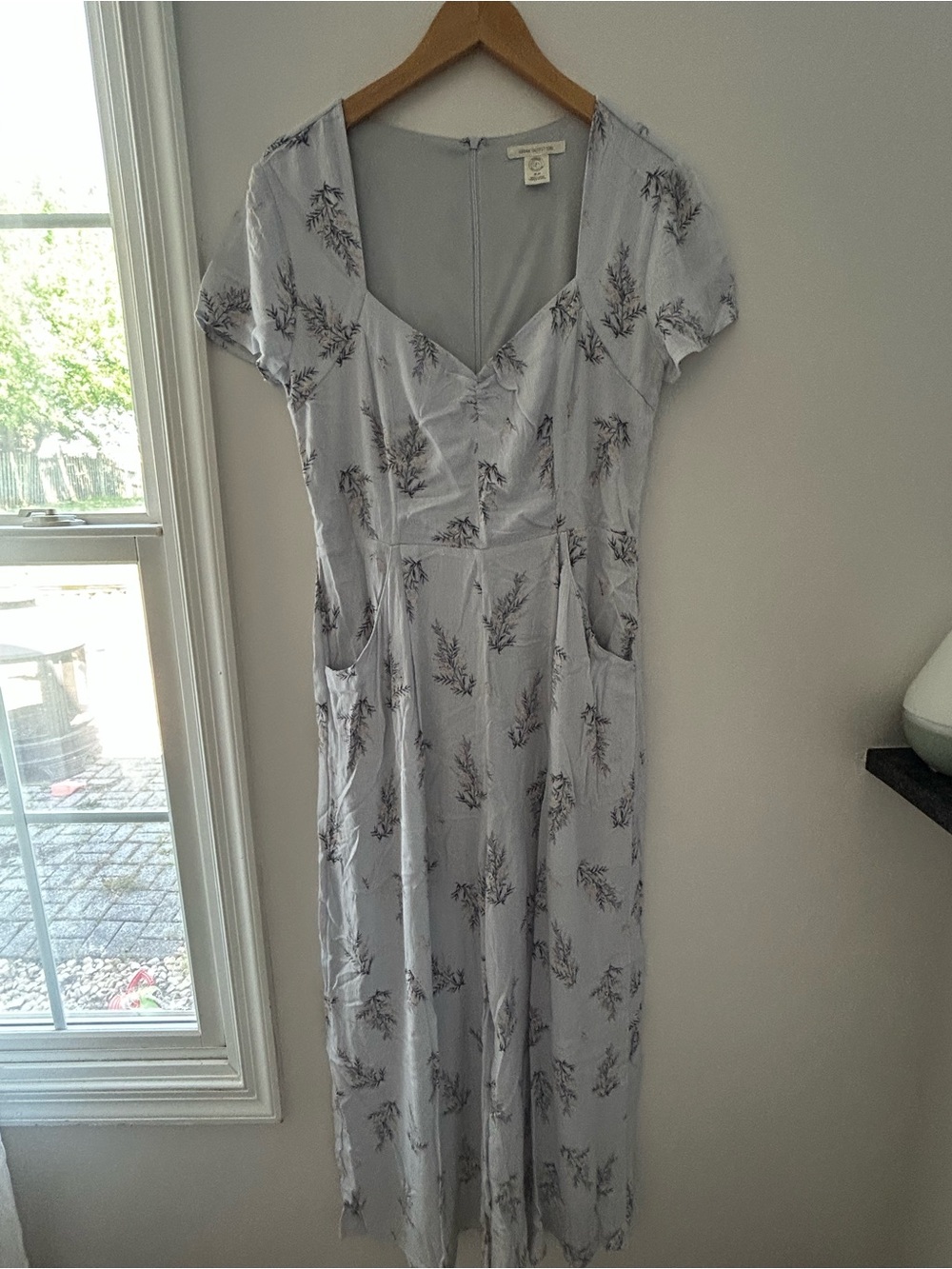 Urban Outfitters Lavender Blue Floral Jumpsuit with Sweetheart Neck Size Medium